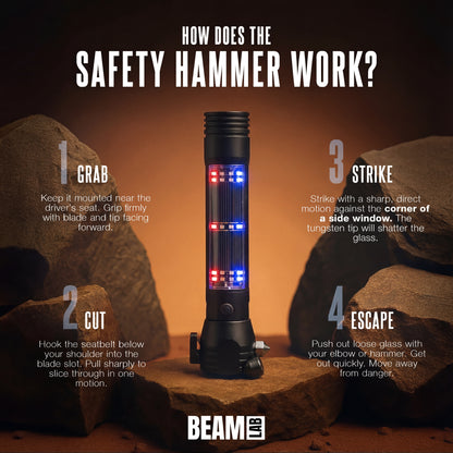 Ultimate Safety Hammer | 8-in-1 Emergency Escape Tool